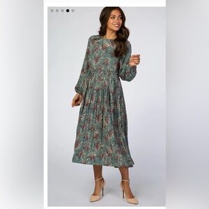 Hayden Beautiful Floral Maxi Dress Pleated Skirt Cottage Lantern Sleeve Size 3XL